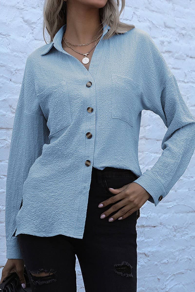 CWTSTL00959_LONG SLEEVE SOLID LAPEL MID-LENGTH VINTAGE SHIRT