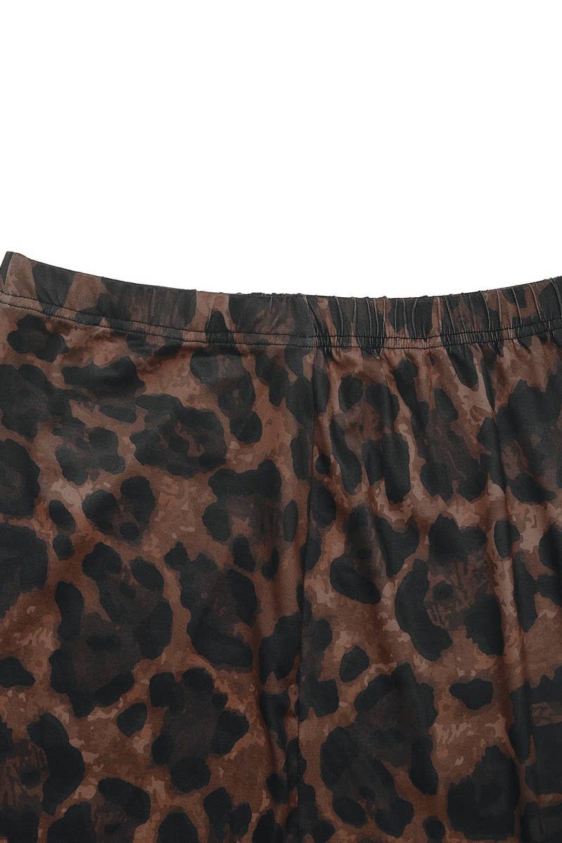 CWSTB2097_LEOPARD PRINT SLIM FIT SPLIT SKIRT SET