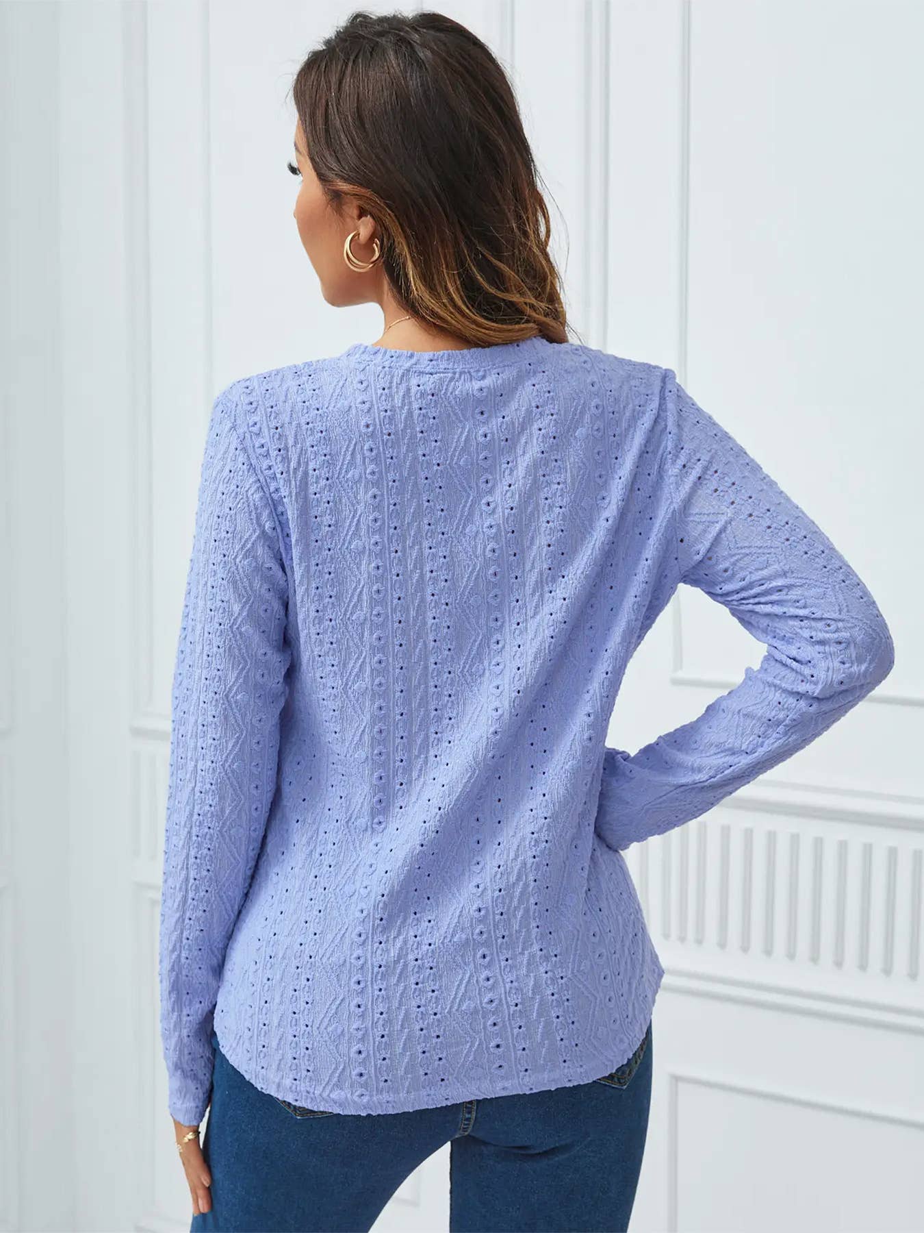 Breathable stretch round neck long sleeve T-shirt