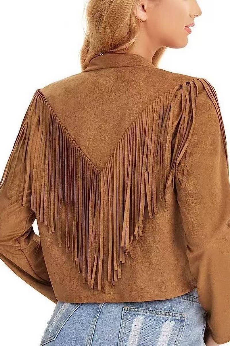 CWOCAL2296_NEW AUTUMN TASSEL LAPEL SHORT SLIM COAT