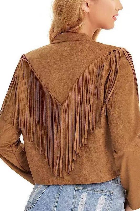 CWOCAL2296_NEW AUTUMN TASSEL LAPEL SHORT SLIM COAT