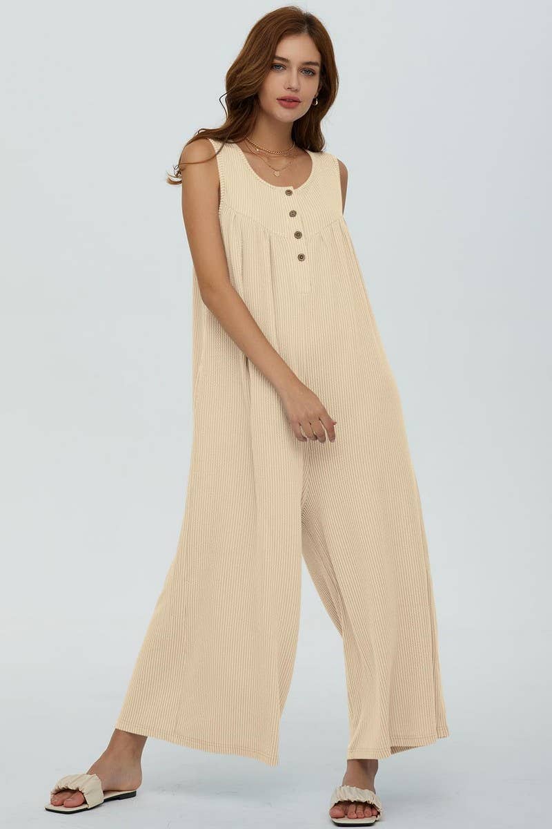 CWSJS0720_SOLID COLOR CASUAL LOOSE POCKET JUMPSUIT