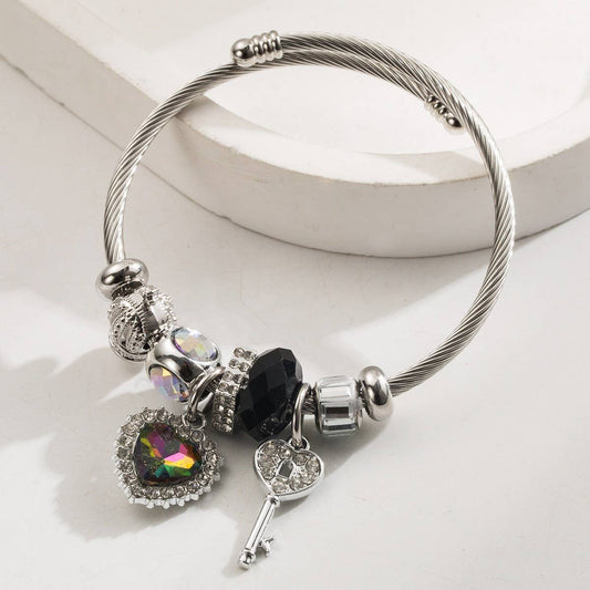Trendy Elephant & Heart Steel Bracelet for Couples