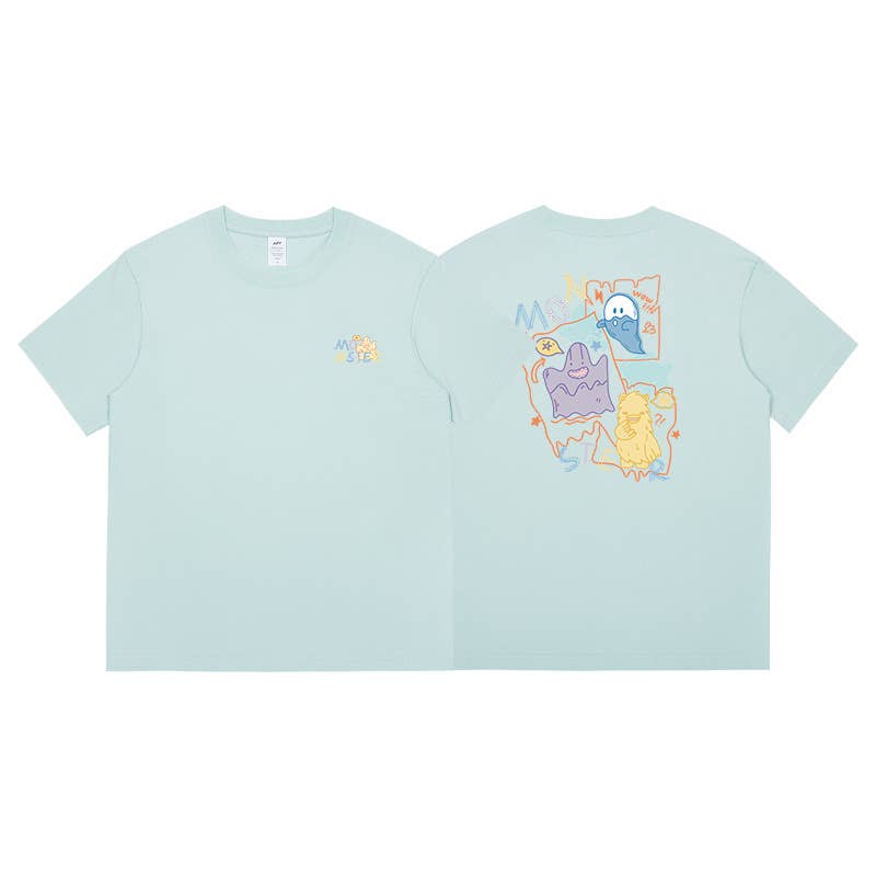 CWTTS0939_ALPHABET ANIMAL PRINT ROUND NECK CASUAL T SHIRT