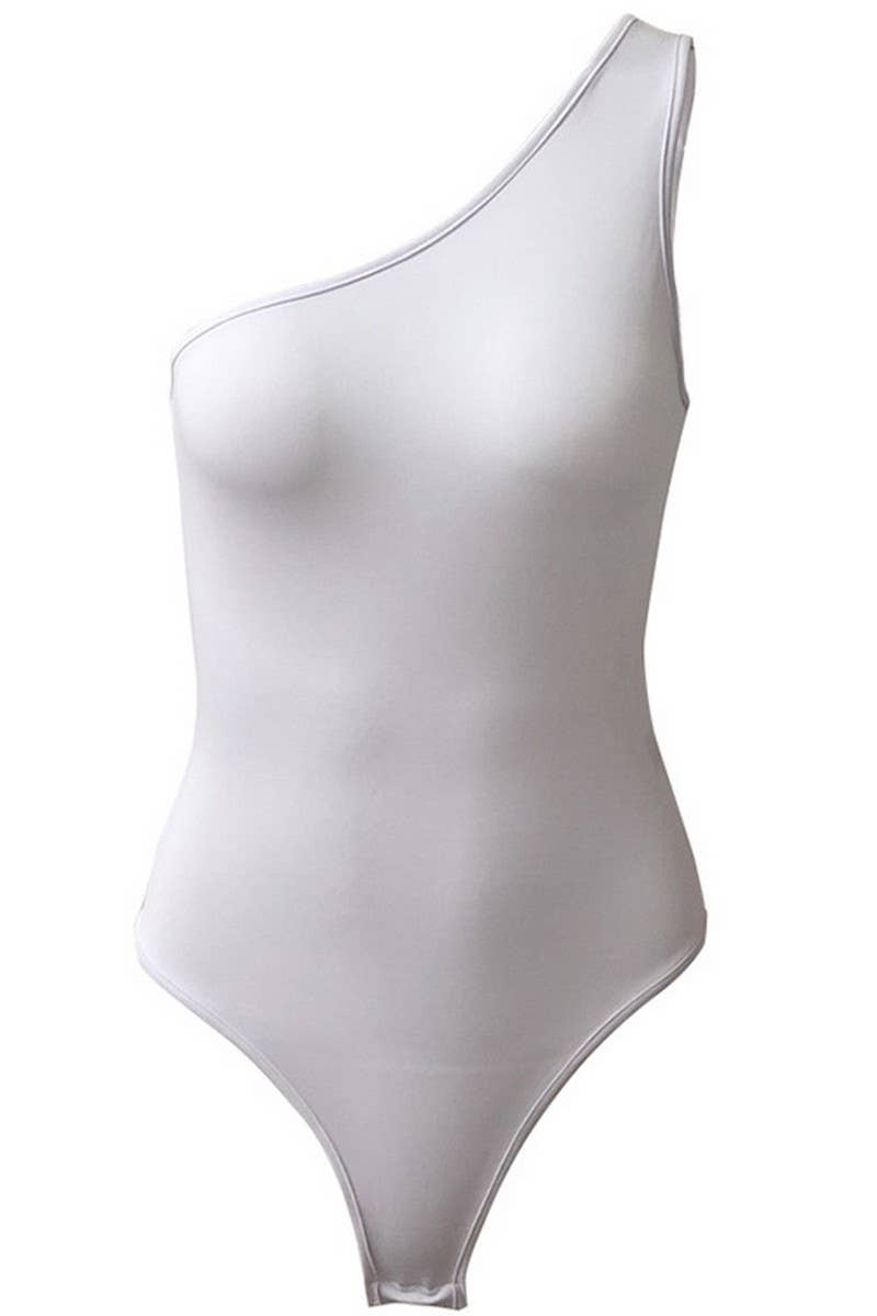 CWSBSSL0117_SLEEVELESS ONE-SHOULDER OPEN CROTCH BODYSUIT