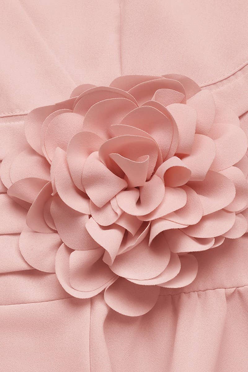 CWTBLL4075_WAIST CINCH V-NECK 3D FLORAL SHIRT BLOUSE