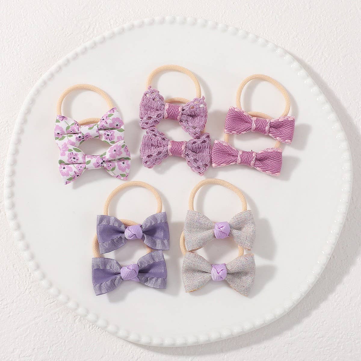 Double Bow Hair Clips Set with Pearls for Girls