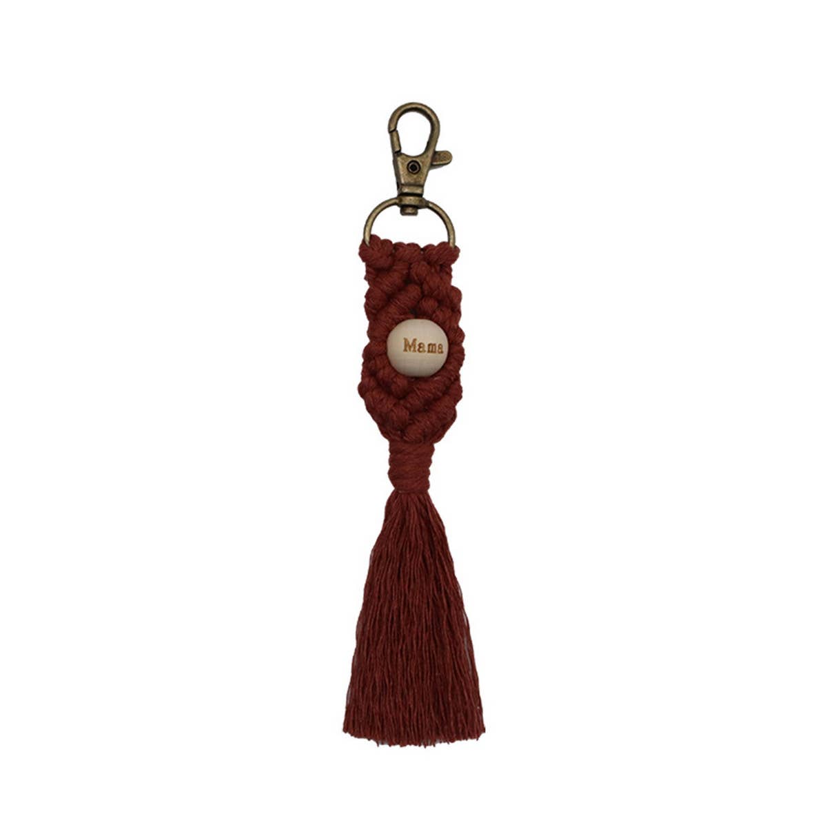 LETTER PENDANT COTTON ROPE BRAIDED KEYCHAIN