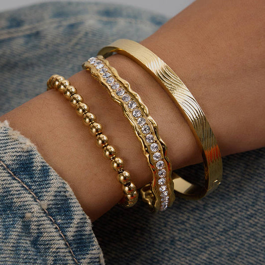 Titanium Zircon Open Bangle, No Fade, Luxury