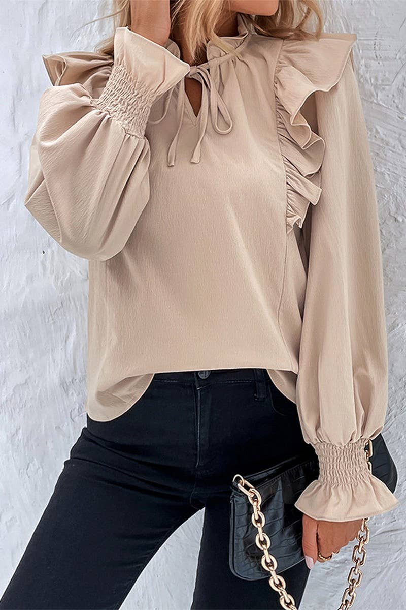 CWTBLL0371_Ruffle Detailed Long Sleeve Top