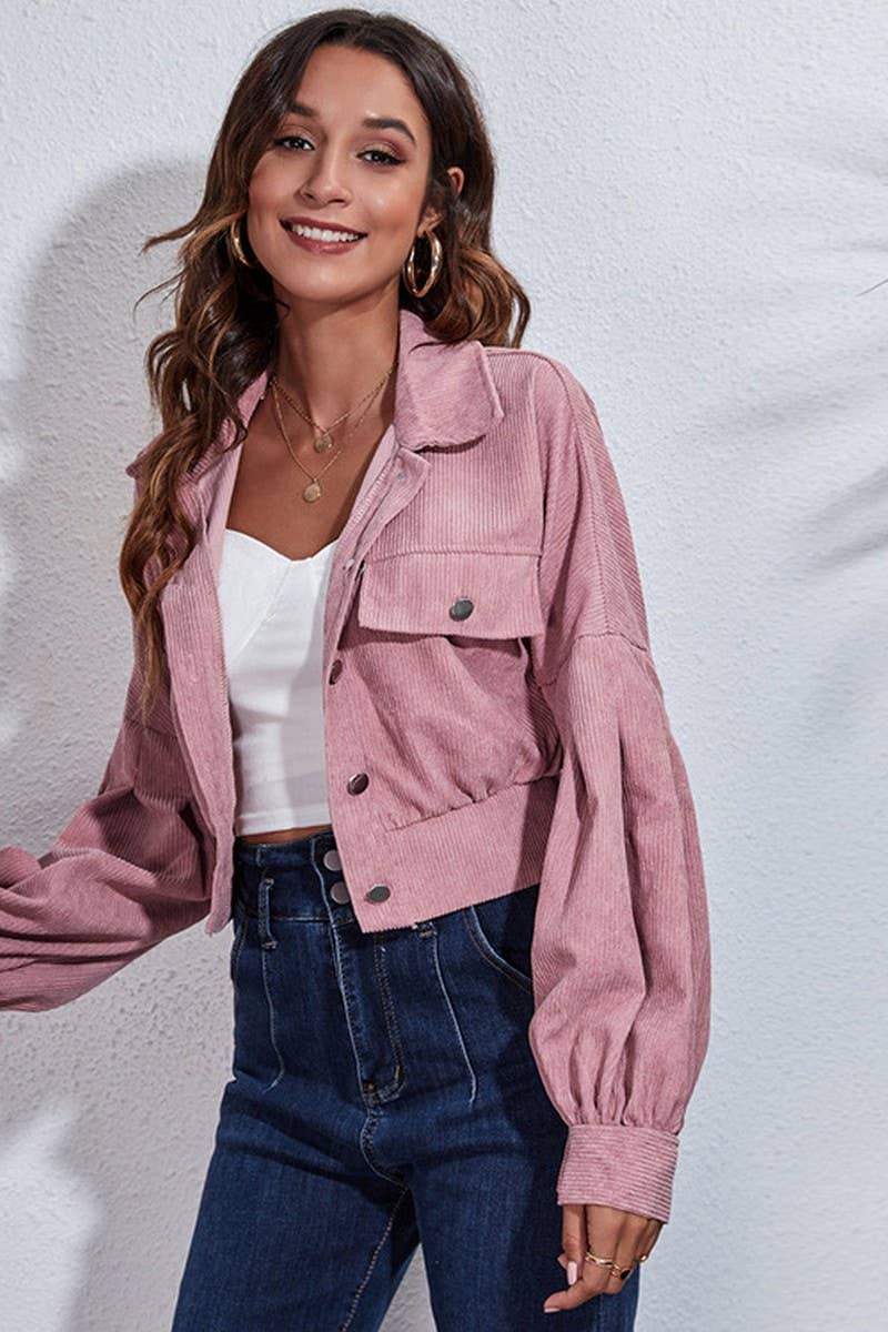 CWOJA1094_BALLOON SLEEVE CORDUROY SHORT JACKET