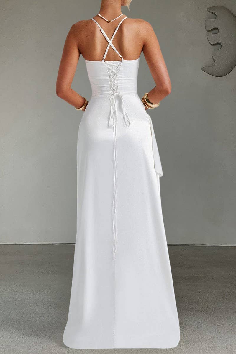 CWDMD01175_ELEGANT SOLID SPLIT HEM SPAGHETTI STRAP GOWN