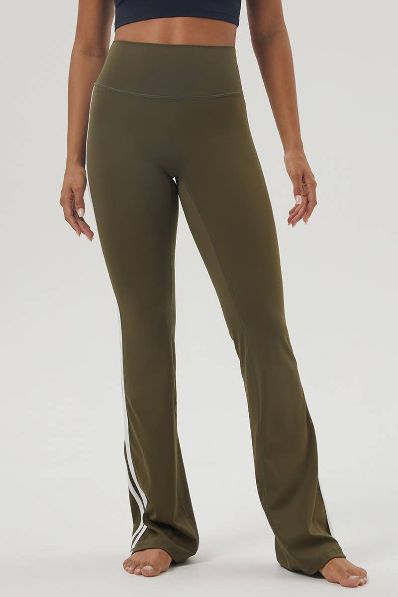 CWBLP1232_CONTRAST STRIPE SPORTS DANCE YOGA FLARED PANTS