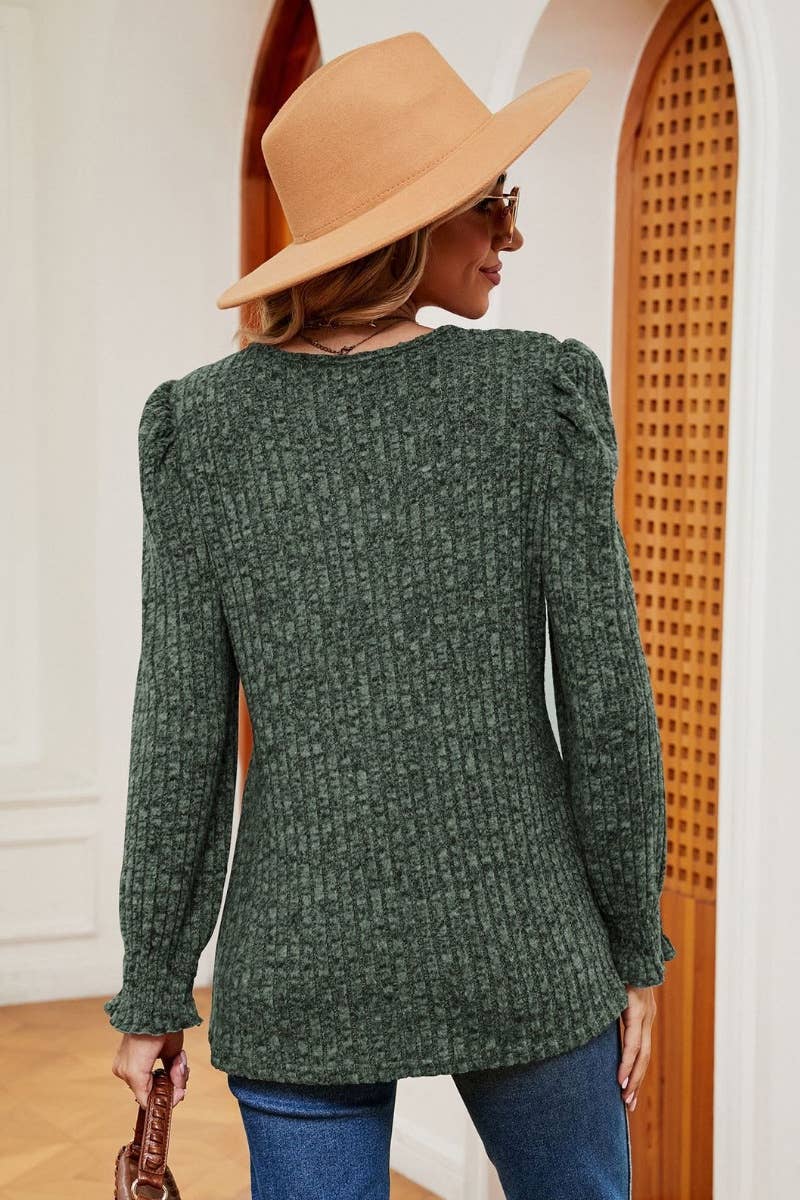 CWOSWL6549_SQUARE NECK LONG SLEEVE RUFFLED SWEATER