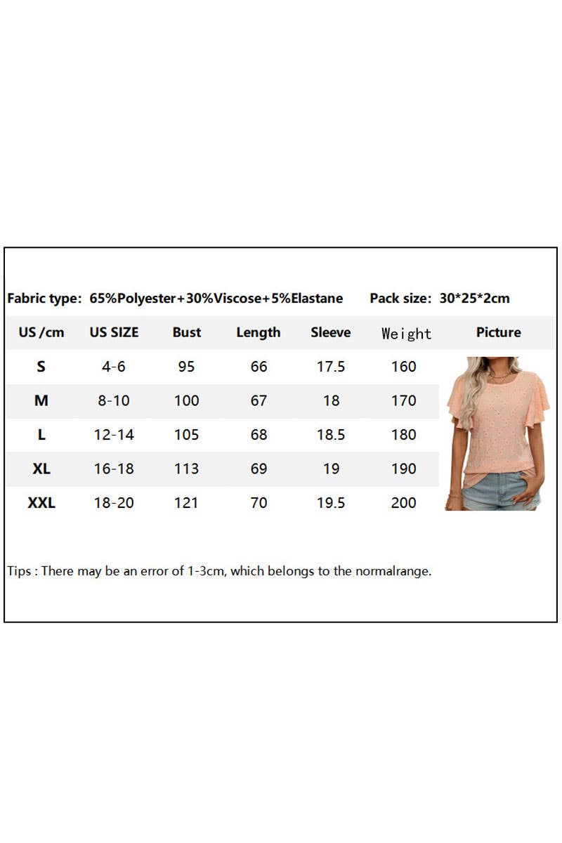 CWTTS1371_SUMMER FLOWER HOLLOW LOTUS SLEEVE CASUAL TOP