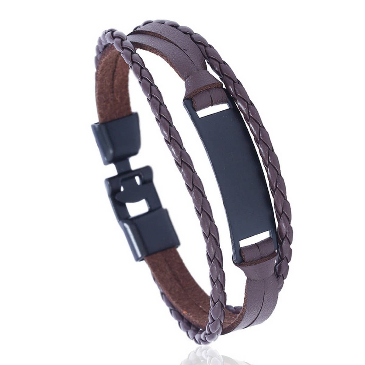 VINTAGE BRAIDED STATEMENT LEATHER BRACELET