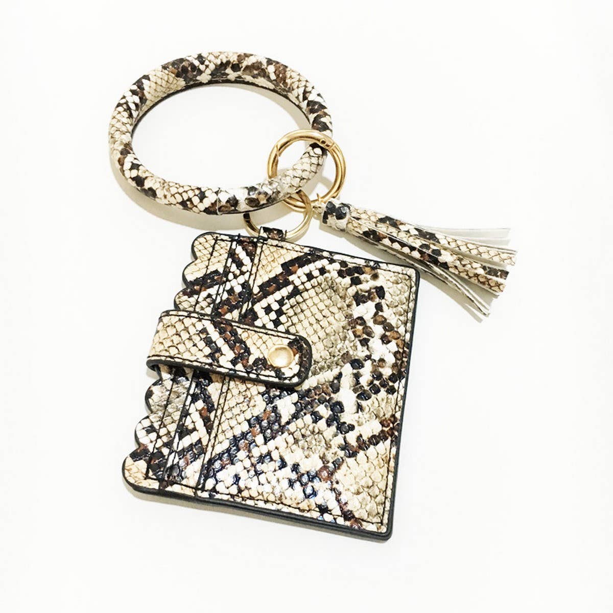 Leopard Keychain Bangle with PU Card Holder_CWAB5006