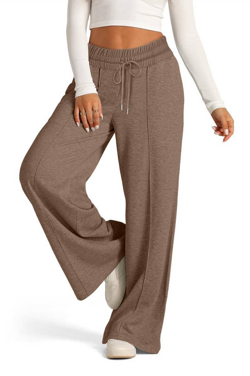 CWBLP1855_SOLID COLOR WAIST WIDE-LEG CASUAL TROUSERS