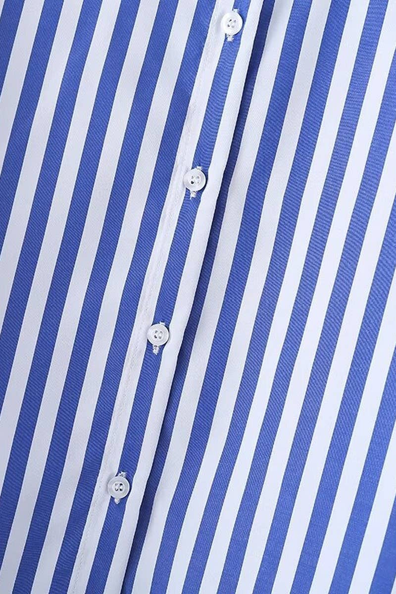 CWTSTL1523_LAPEL CASUAL LONG SLEEVE STRIPED SHIRT