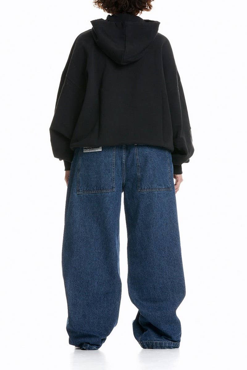 CWOHOL1115_STAR LETTER EMBROIDERED STREETWEAR UNISEX HOODIE