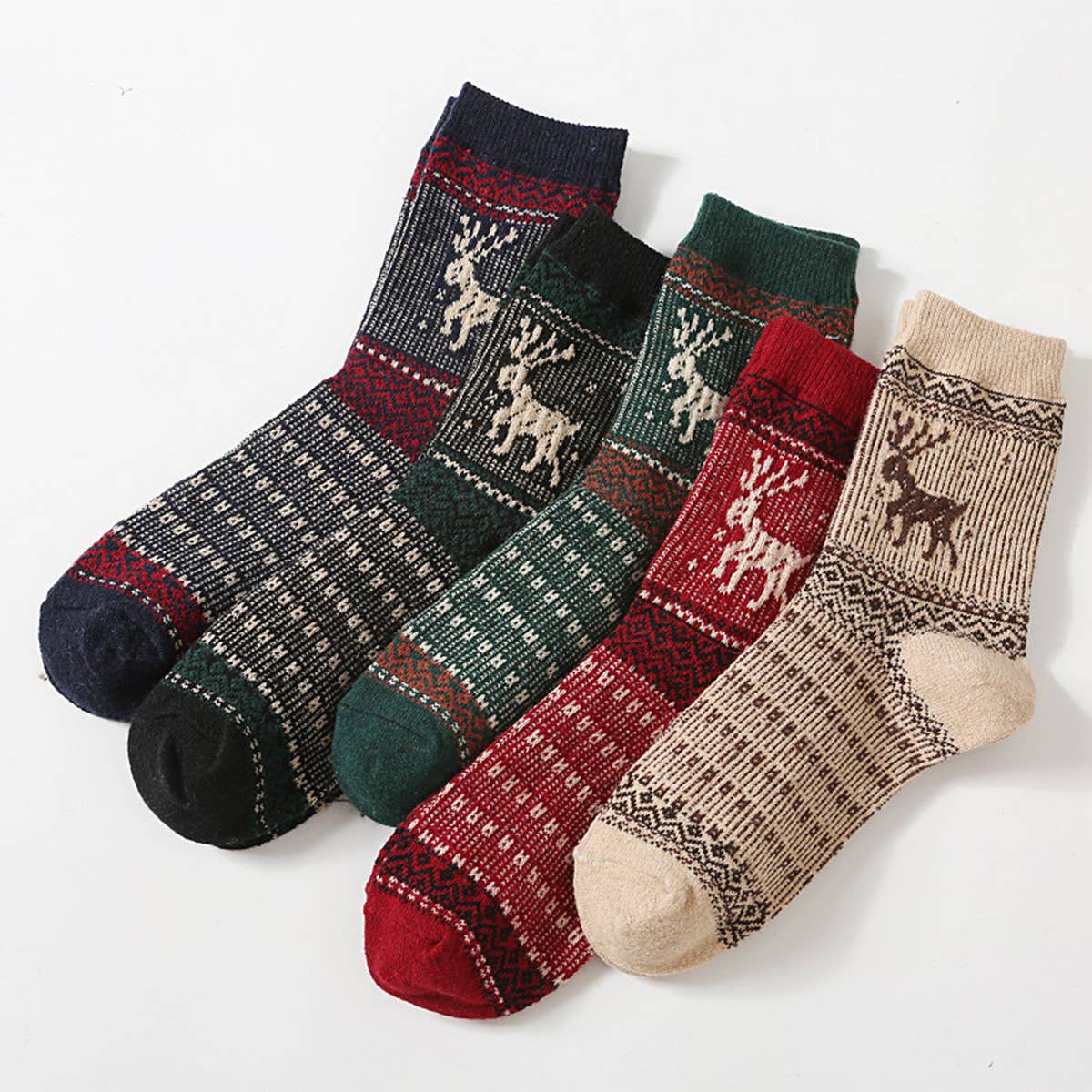 5pr/Set Retro Ethnic Style Socks For Men Winter_CWMS0680