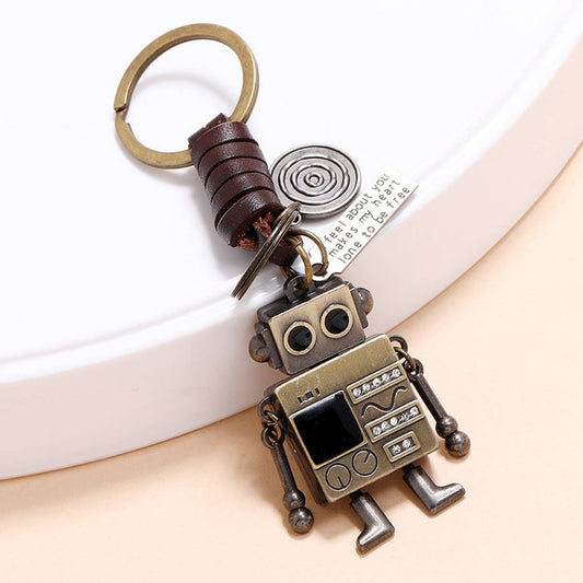 VINTAGE BRAIDED ROBOT COWHIDE KEYCHAIN