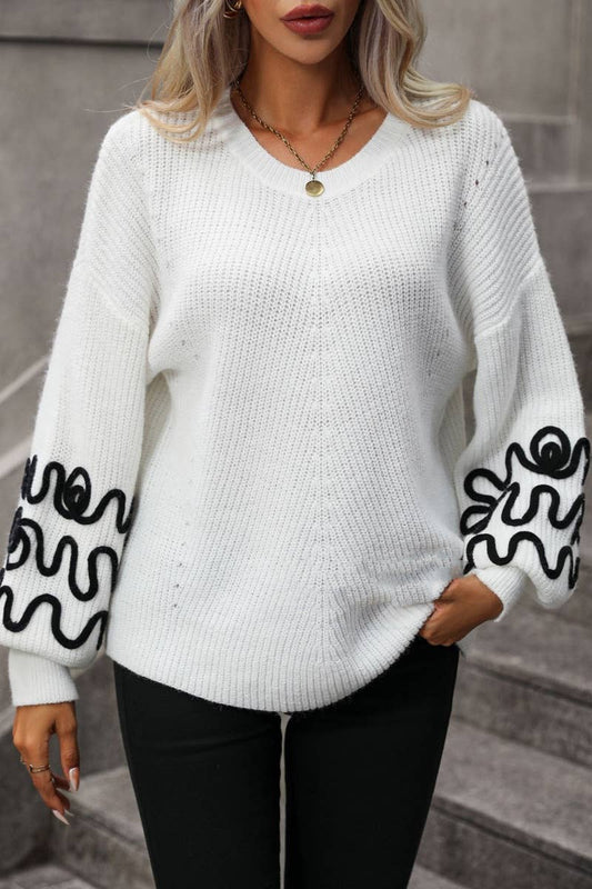 CWOSWL6488_AUTUMN WINTER CREW NECK LONG-SLEEVED SWEATER