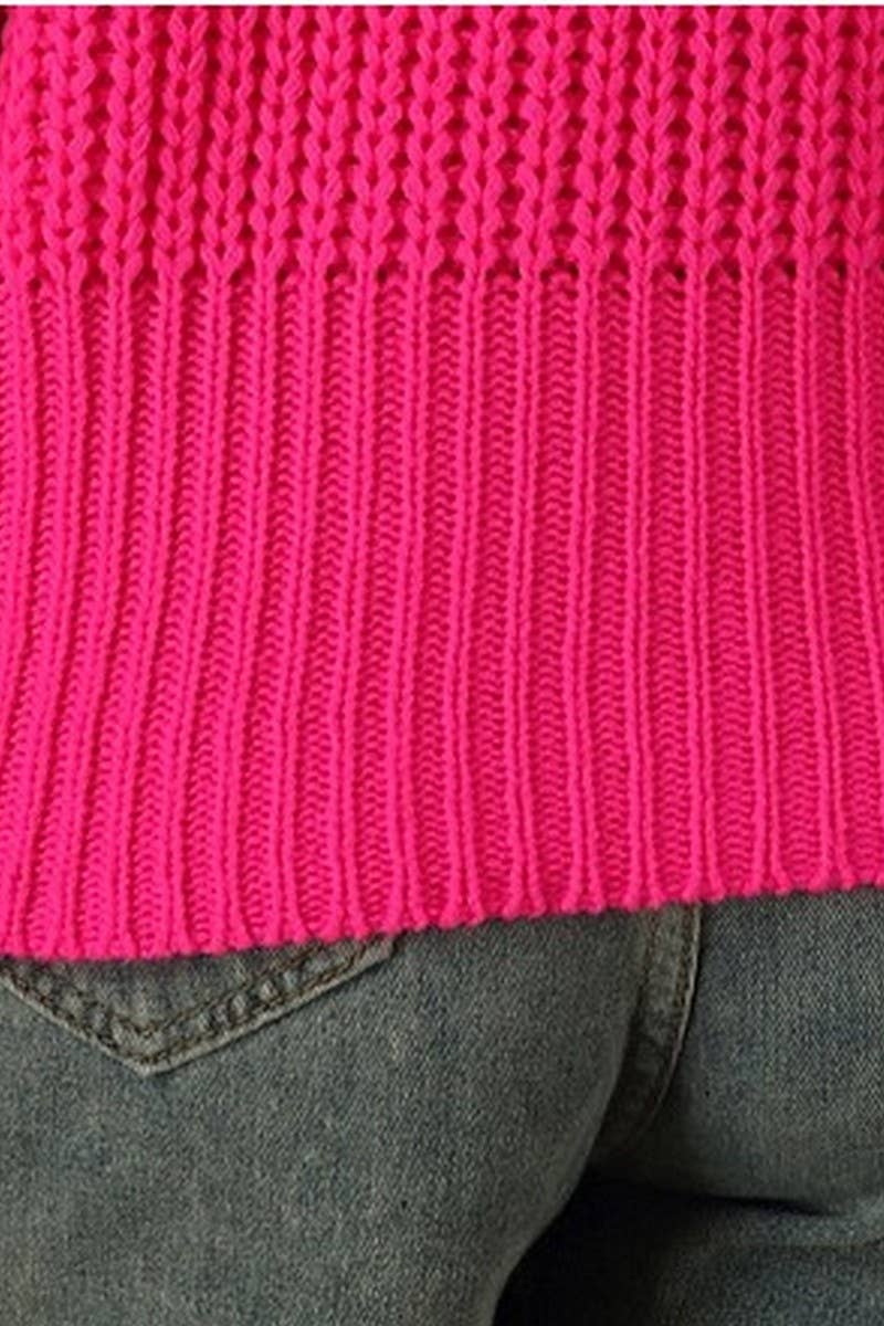 CWOSWL2688_NEON CABLE MOCK NECK SWEATER