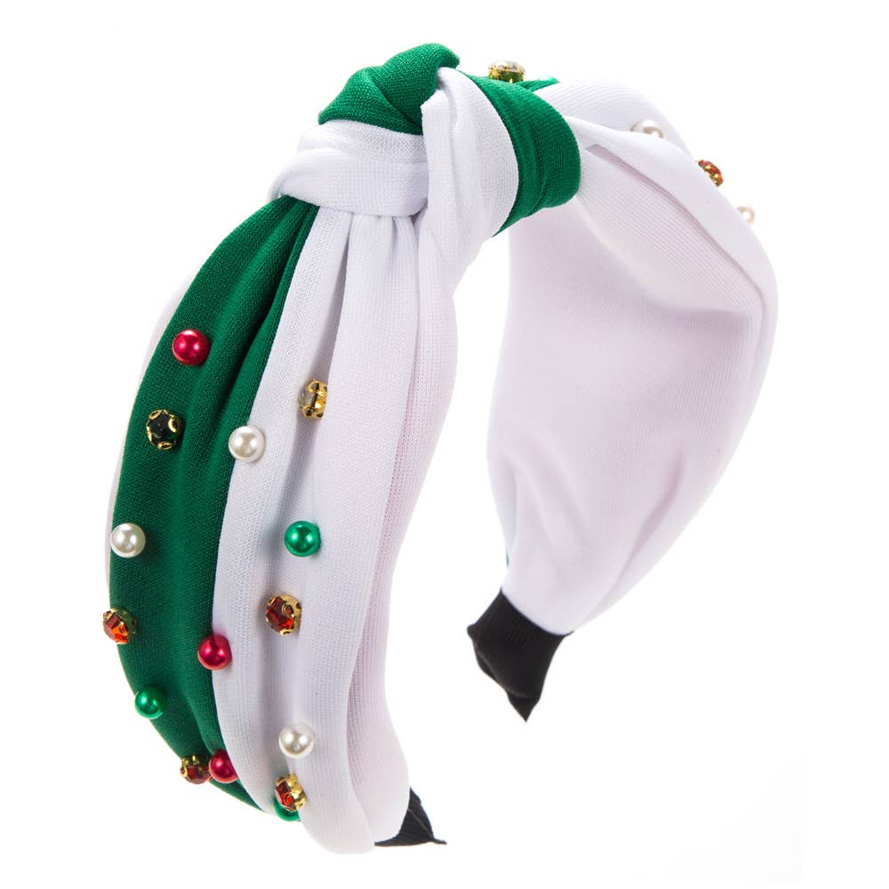 CHRISTMAS PEARL HEADBAND WITH DRILL BAND