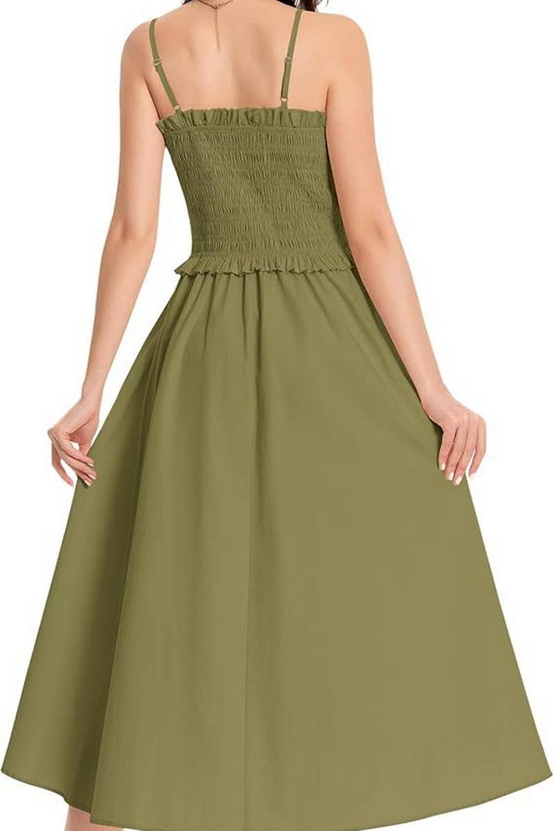 CWDMD5855_SOLID SLIM FIT WAIST TIE STRAP MAXI DRESS