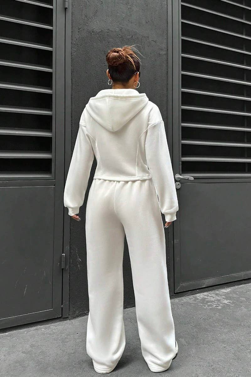 CWSTB0992_HOODED CARDIGAN CASUAL SPORTS TWO-PIECE SET