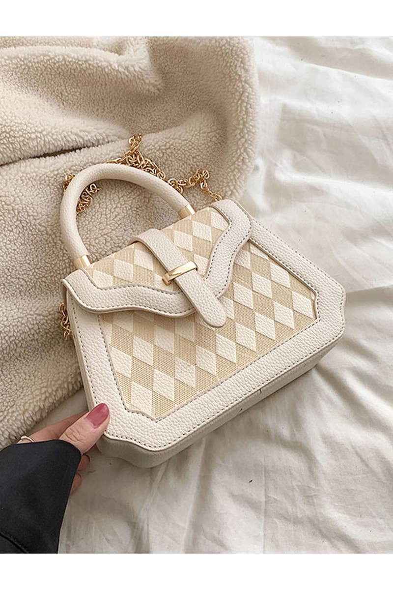 PLAID BOX HANDLE CROSS CHAIN SMALL BAG_CWAB0528