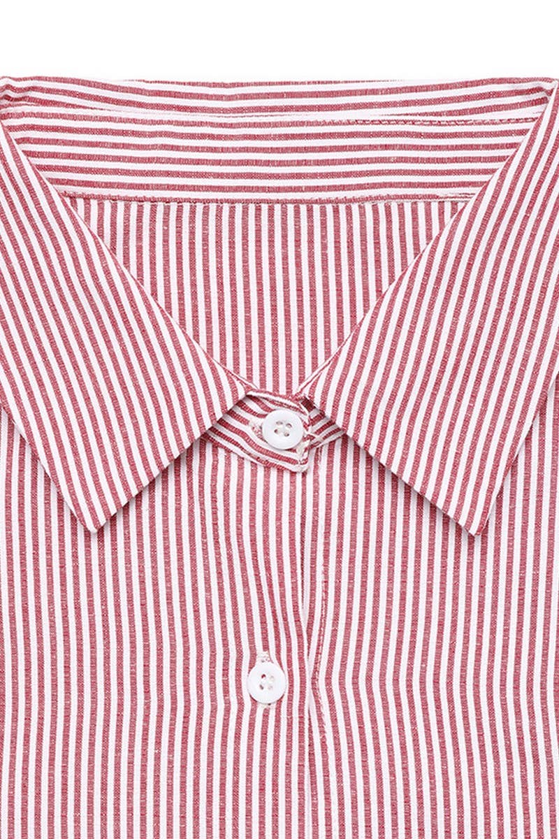 CWTSTL00964_STRIPED PATCHWORK LANTERN SLEEVE BLOUSE