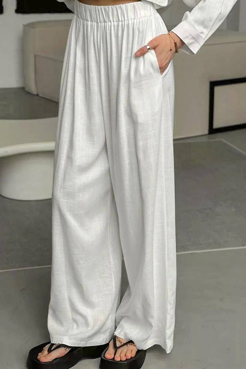 CWSPJ0326_COTTON AND LINEN LONG SLEEVE PANTS PAJAMA SET