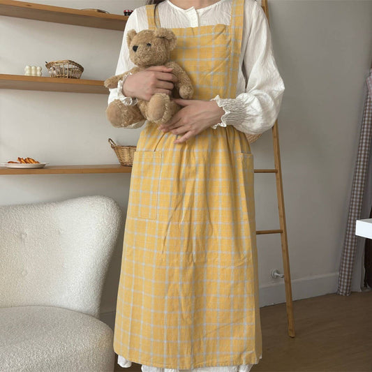 PLAID APRON FOUR-COLOR CAFE WORK APRON_CWMM5813