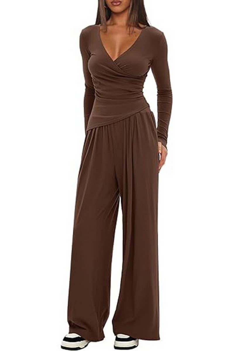 CWSTB00457_SOLID LONG SLEEVE TOP & WIDE LEG PANTS SET