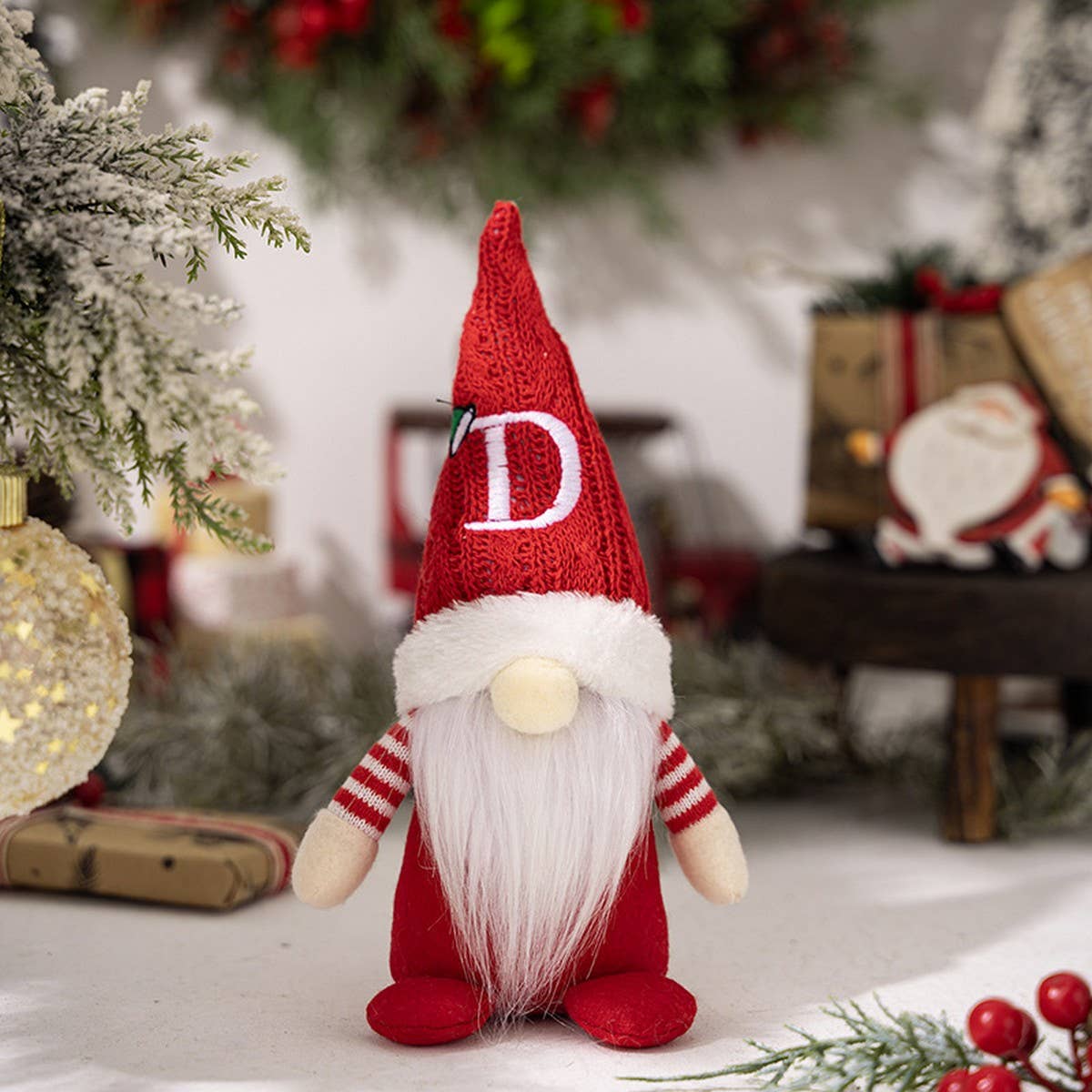 CWMM10338_CHRISTMAS KNITTED HAT GNOME RUDOLPH ORNAMENT