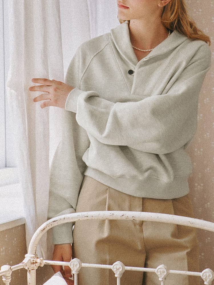 COTTON PULLOVER RETRO STYLE RELAXED CASUAL HOODIE