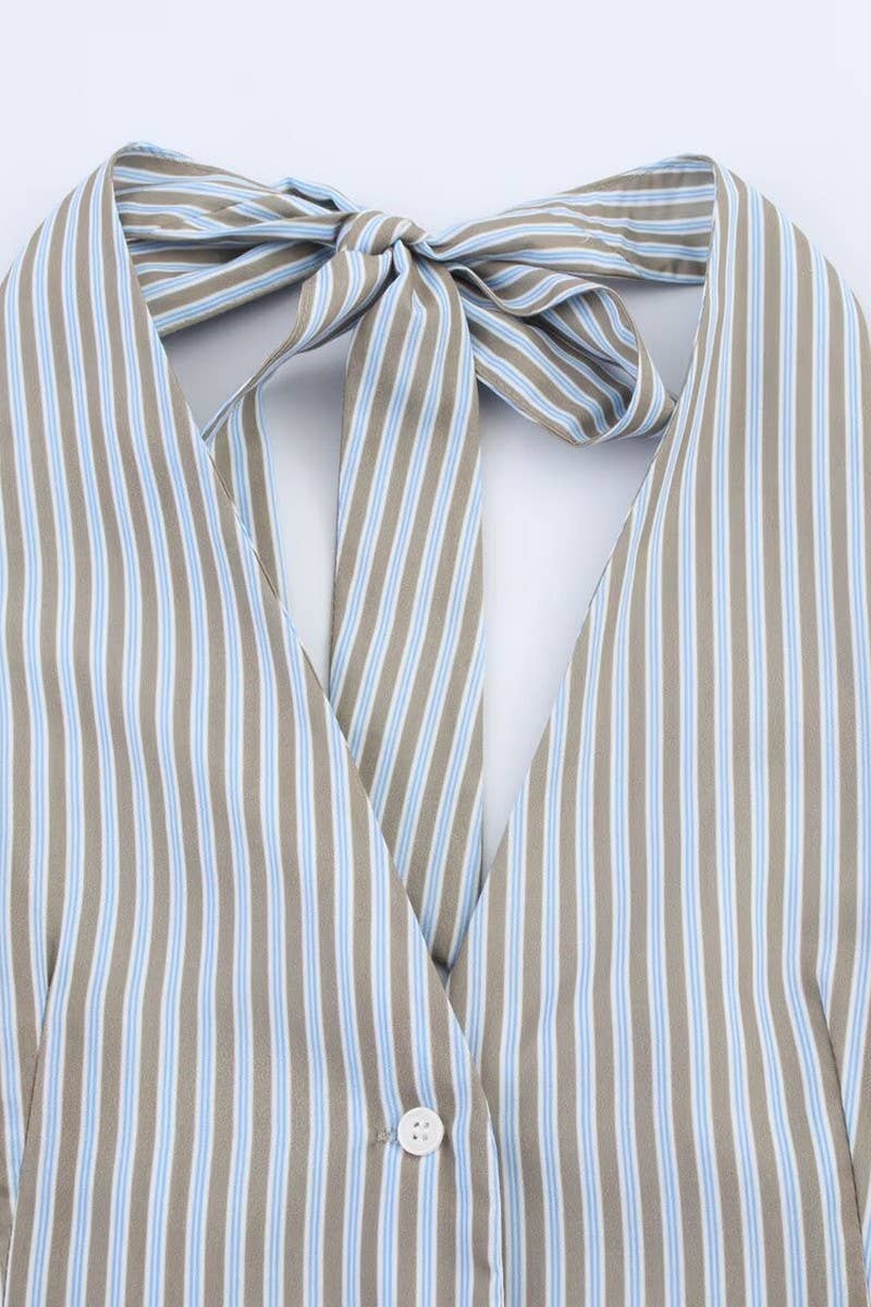 CWSBSSL0149_FASHION STRIPED VEST TOP + PANTS SET