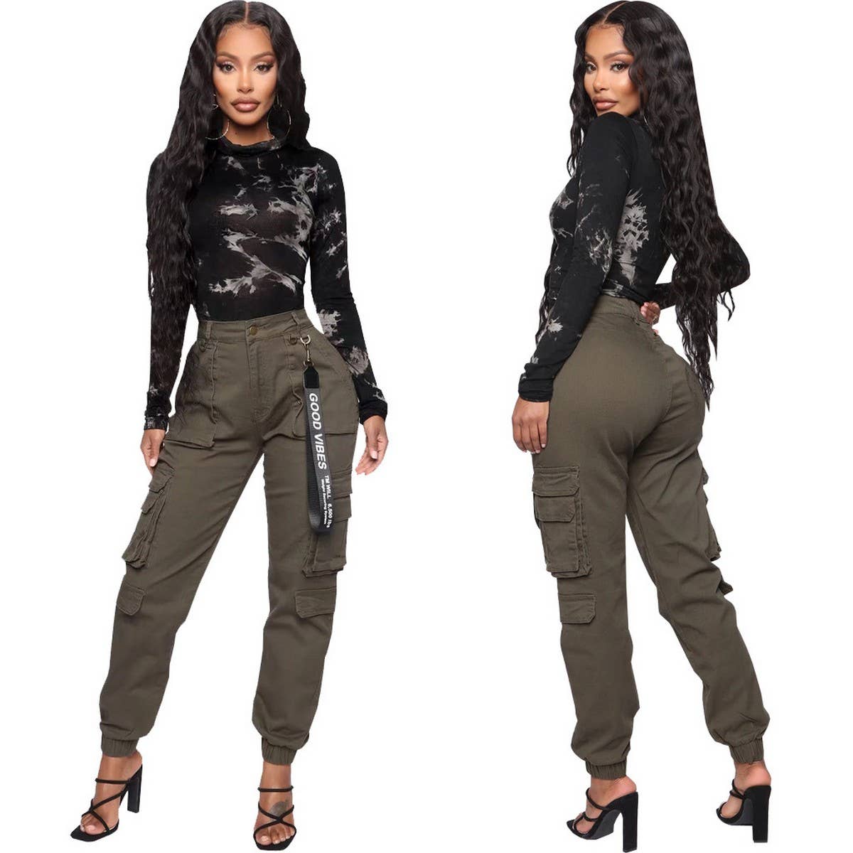 WOMENS SLIM FITTING MULTI POCKET CARGO PANTS_CWBLP0354
