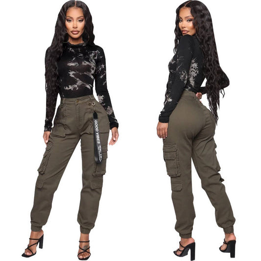 WOMENS SLIM FITTING MULTI POCKET CARGO PANTS_CWBLP0354