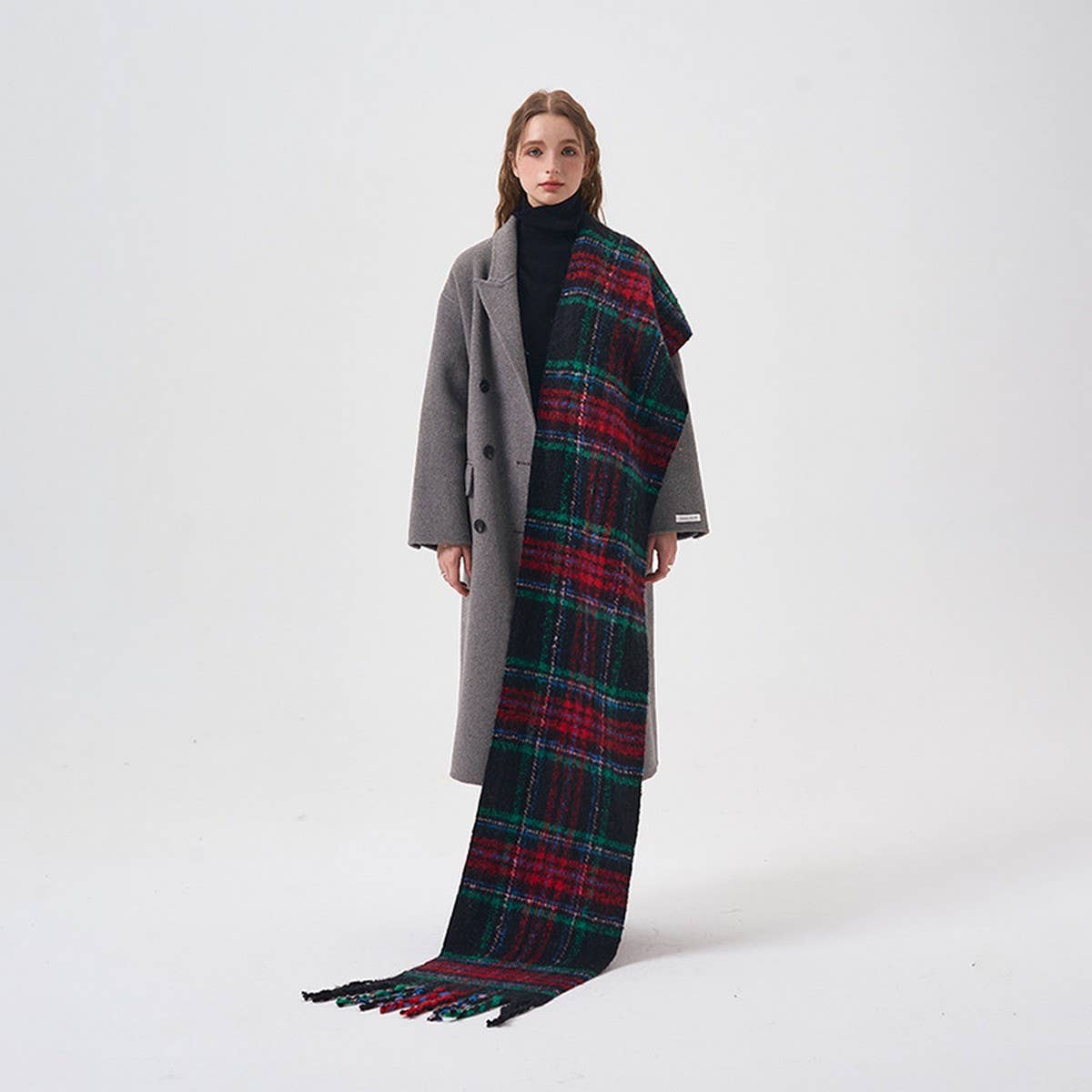 Red Plaid Scarf - Retro Warm Wrap for Couples_CWASC2331