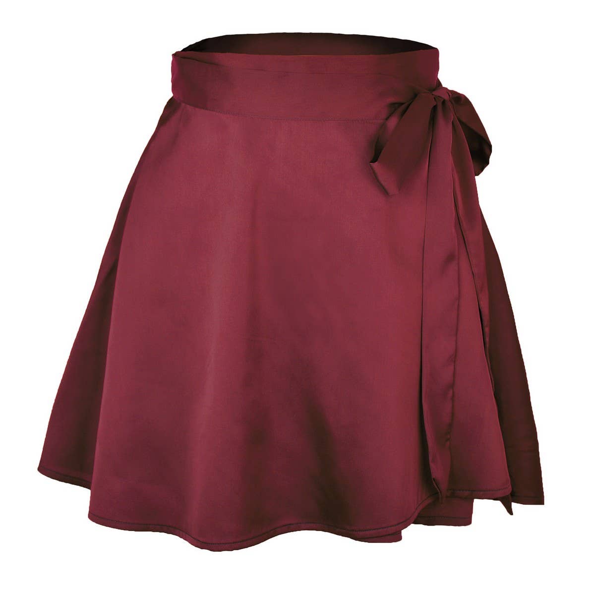 SOLID COLOR SKIRT HIGH WAIST LACE UP SHORT SKIRT_CWAB4789
