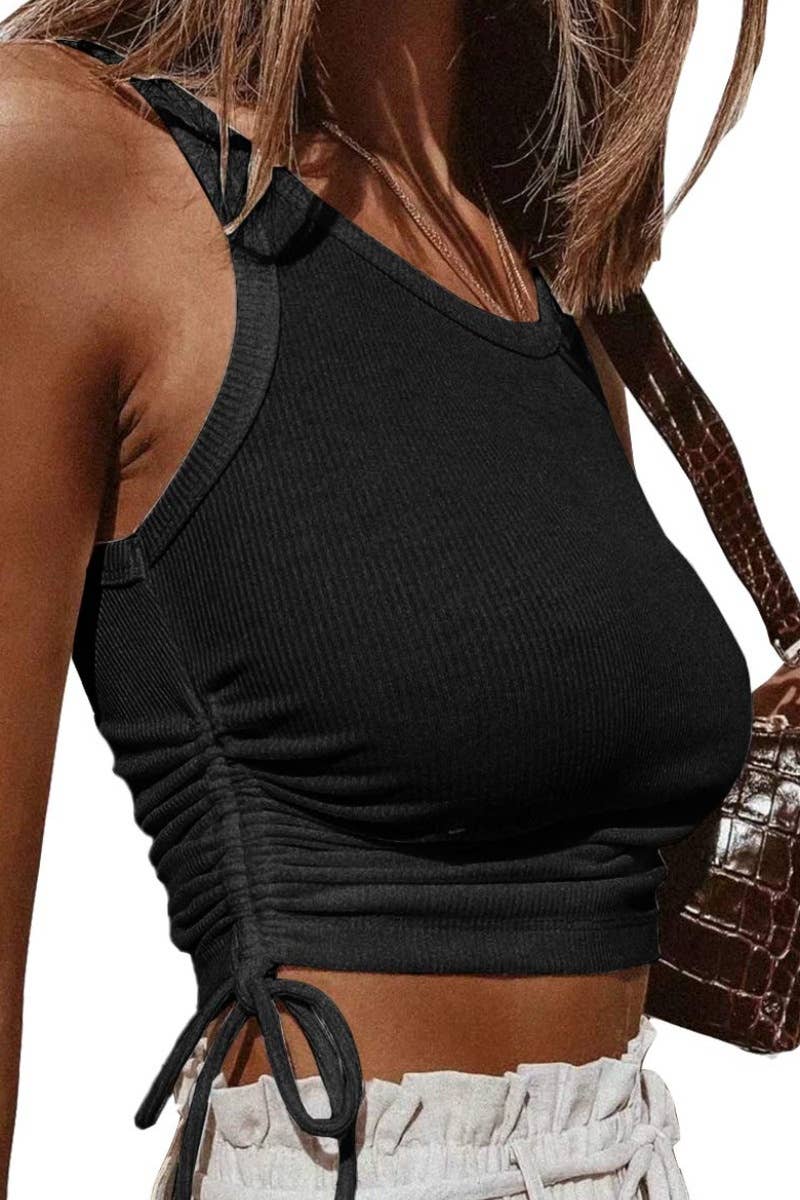 CWOV0236_SUMMER U-NECK SLEEVELESS CROP TANK TOP