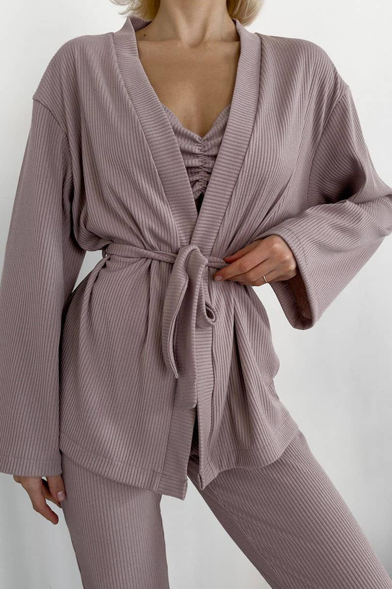 CWSPJ0351_KNITTED NIGHTGOWN UNDERWEAR AND PANTS SET