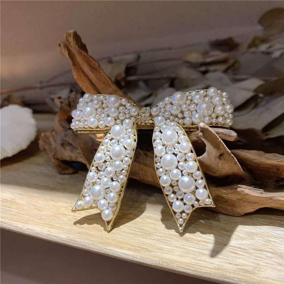 Pearl Bow Hair Clip ??5.5cm Elegant Spring Clip_CWAHA4676