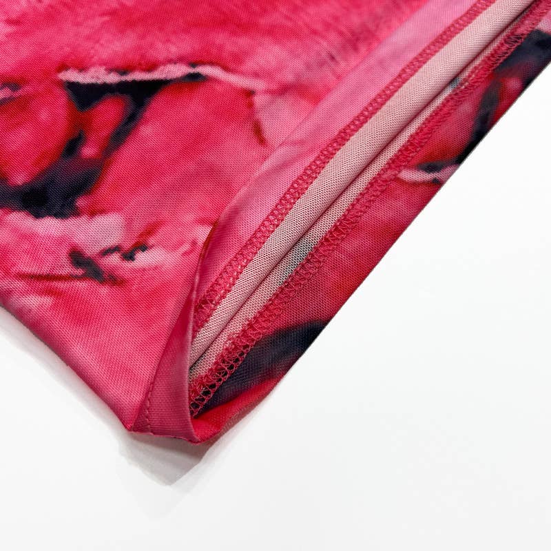 Cross backless printed body-hugging dress