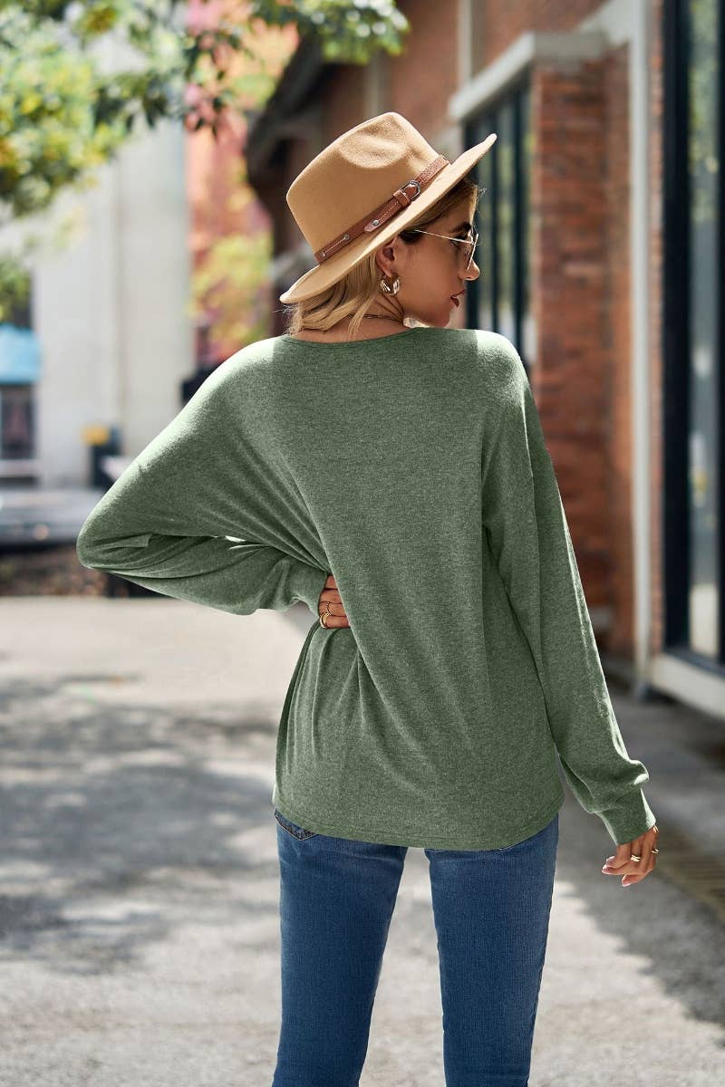 CWTBLL2859_LACE PATCHWORK V-NECK LONG SLEEVE BASE TOP