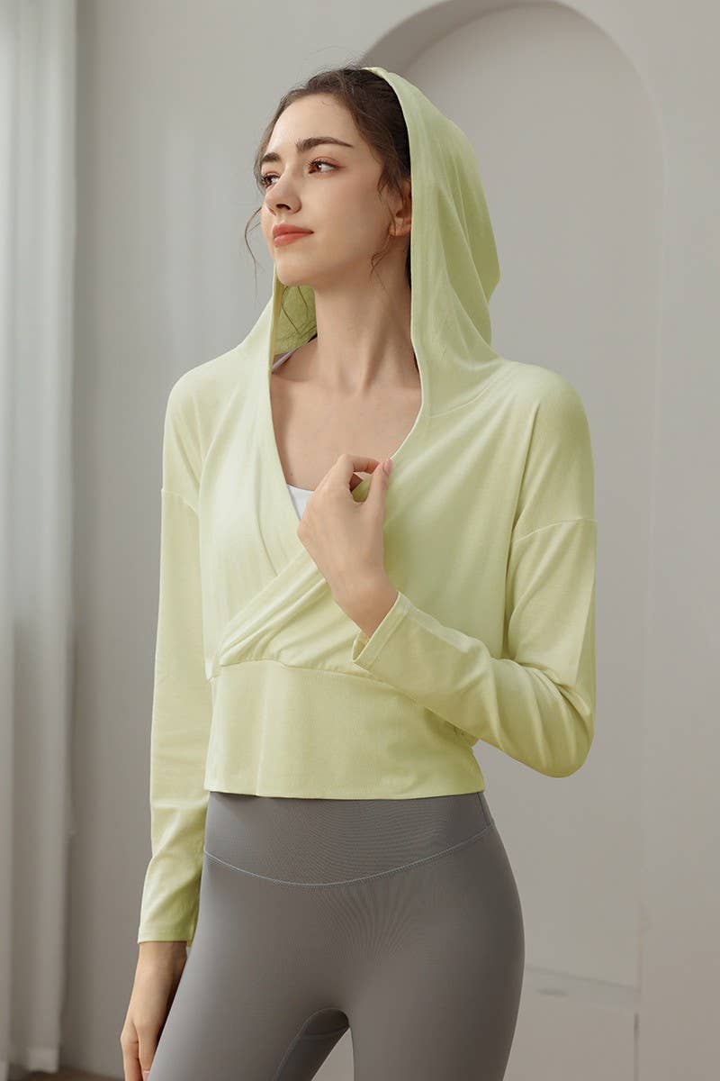 CWTBLL3629_NEW STYLE SPORTS LOOSE YOGA JACKET HOODED TOP