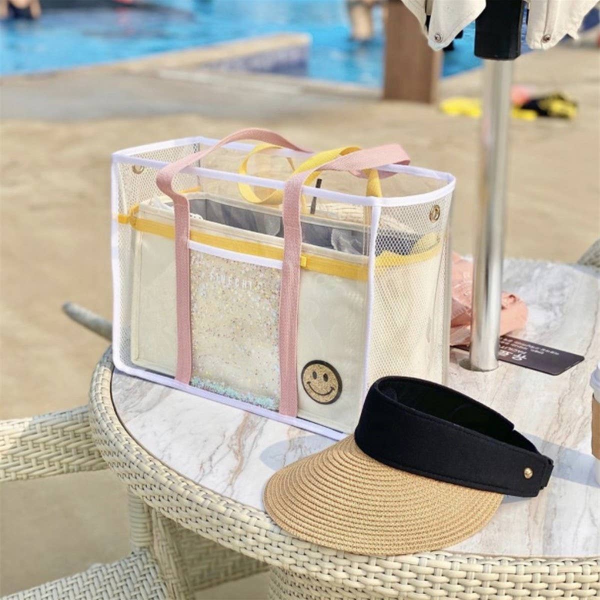 Large Clear Jelly Beach Tote, Waterproof Travel Bag_CWAB1927